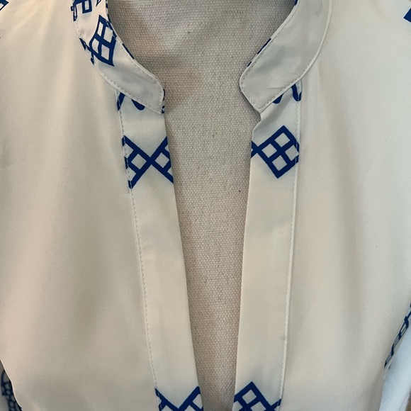 NEW Blue White Aztec Embroidered Tunic Dress | Boho Beach Cover-Up | Size M - Picture 6 of 7